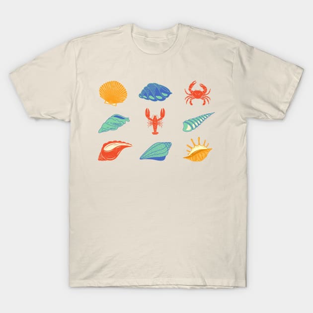 Marine Life Staples Collection: Seashells, Crustaceans, and more crustaceancore! T-Shirt by F-for-Fab